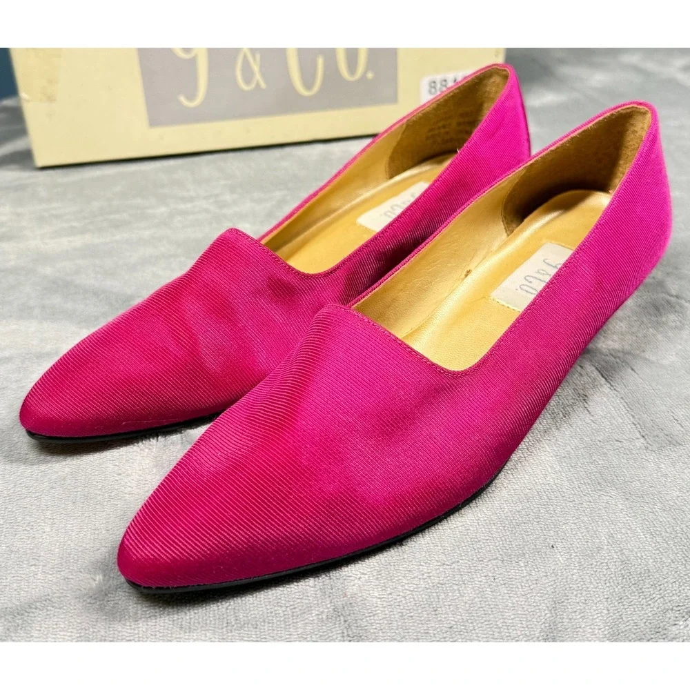 9 and Co Loafers Womens 7 M Pink Grosgrain Pointed Toe Flats Skimmer